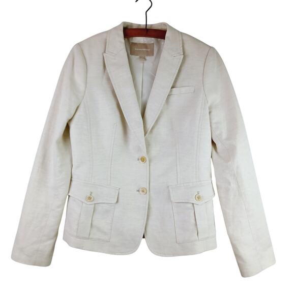 Banana Republic Women's SZ 8 Cotton Linen Blazer Natural - Picture 2 of 7